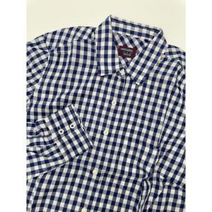 UNTUCKit Women's Size 0 Button Up Long‎ Sleeve Blue Gingham Shirt Belleza NEW